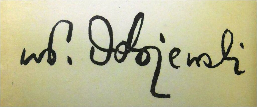 Fotografia odręcznego podpisu Włodzimierza Odojewskiego.